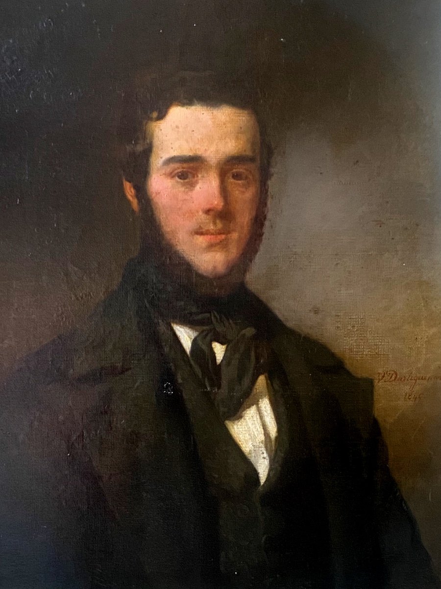 Beautiful Portrait Of A Young Man Louis Philippe. Oil/canvas Framed Signed V A.. Dartiguenave 1849-photo-1