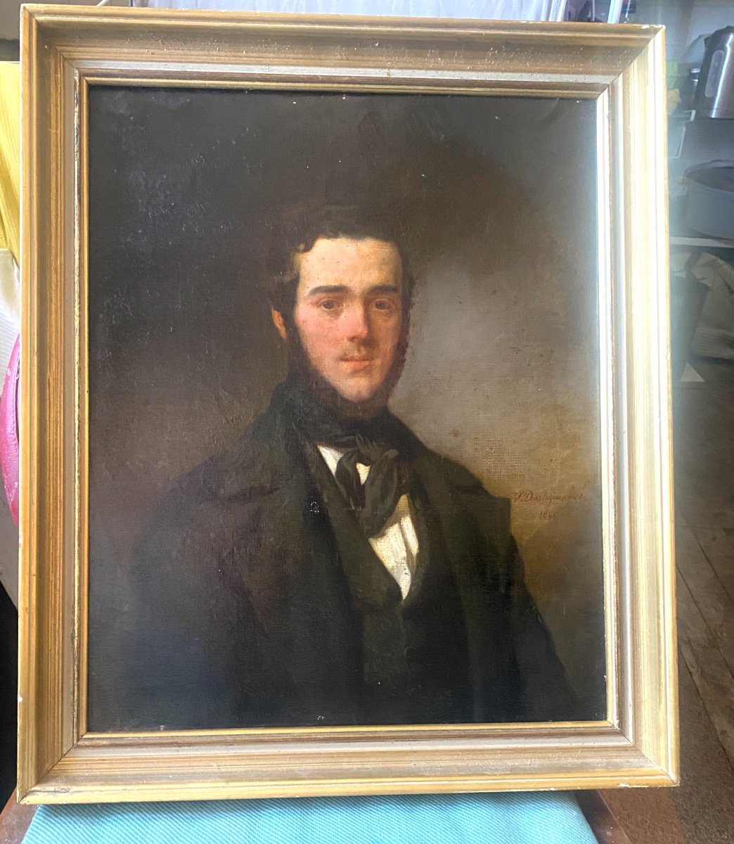 Beautiful Portrait Of A Young Man Louis Philippe. Oil/canvas Framed Signed V A.. Dartiguenave 1849-photo-6