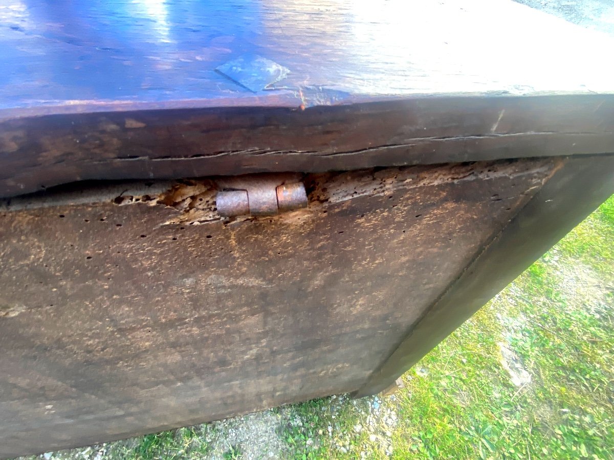 17th Century Walnut Corridor Chest From A Chateau Near Pau Of Small Size Lockable-photo-3