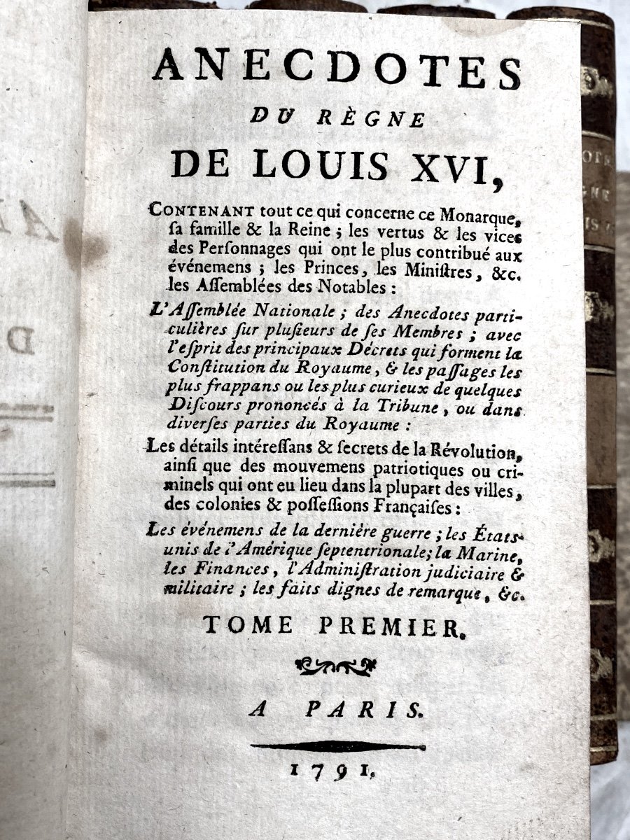 Anecdotes From The Reign Of Louis XVI" In 6 Volumes. In 12. In Paris 1791, Precious Late 18th-photo-4