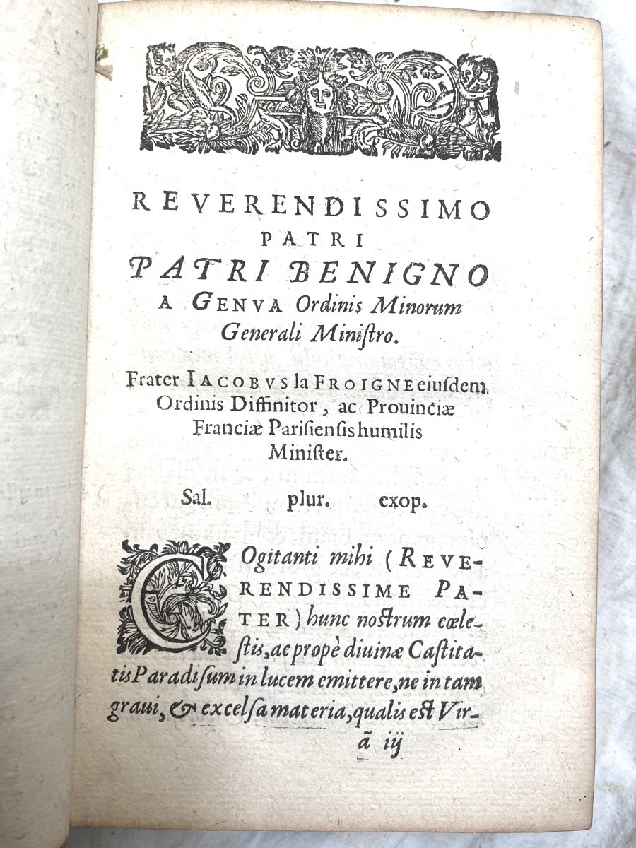 Strong Volume With Moroccan Arms: "paradisus Castitatis Seu Claustrum Monialium" Parisiis 1624 -photo-2