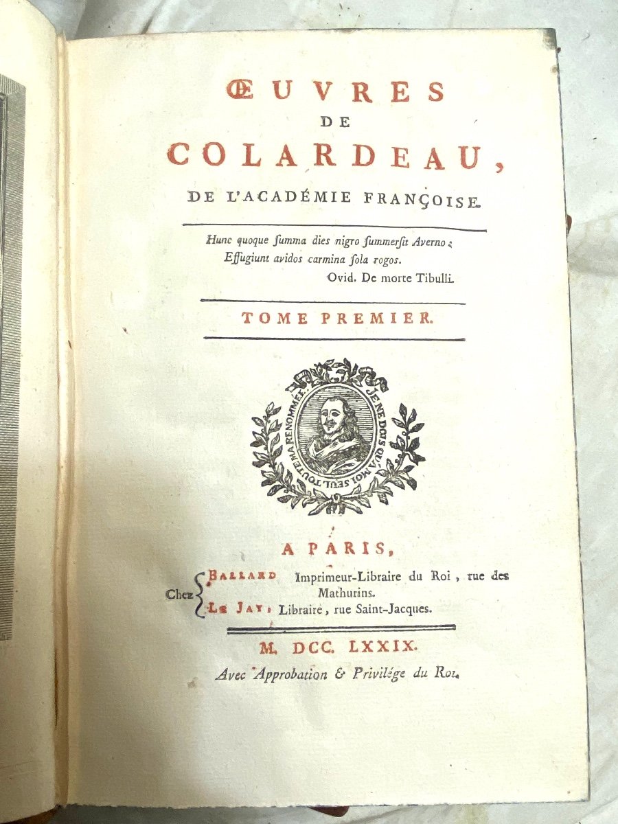 2 Strong Vol. In 8, In Paris "works Of Colardeau". From The French Academy, Illustrated From 1779-photo-4