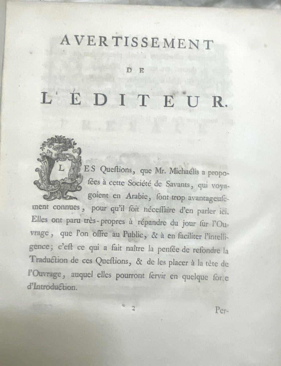 Fascination Of The Middle East From 1774 "questions On A Trip To Arabia By Mr. Michaélis" 1 Vol.-photo-1