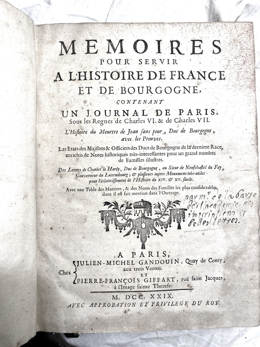 Memoirs To Serve The History Of France And Burgundy Containing A Journal Of Paris 1729.-photo-3