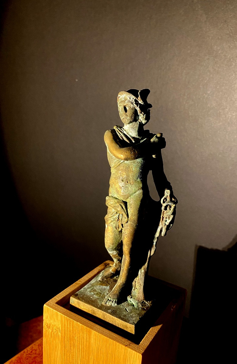 Standing Statue Of Mercury In Bronze, 19th Century Patina. Souvenir Of The Grand Tour-photo-4