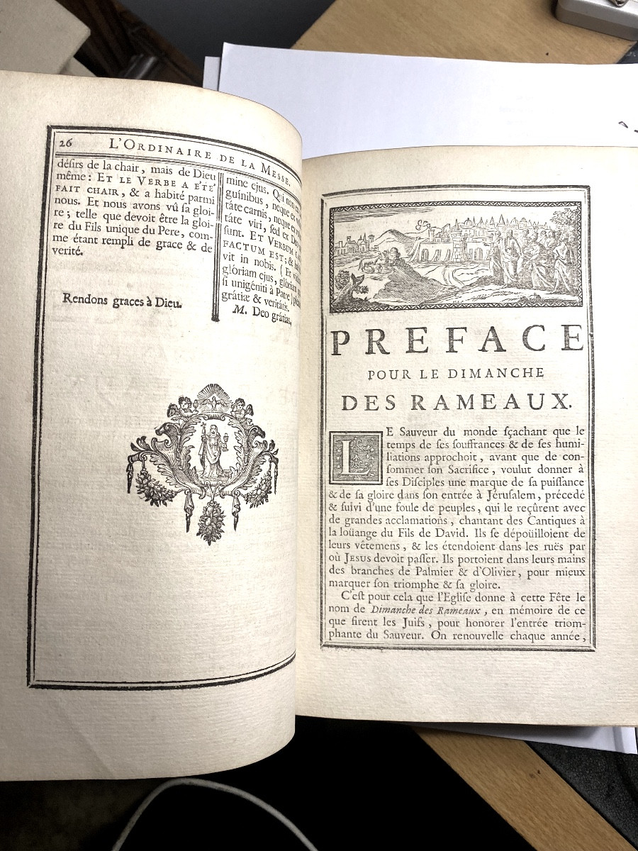 Rare Reliure Grand In8, ép. XVIIIèm, Plats à La Fanfare En Maroquin Rouge Aux Armes De Louis XV-photo-4