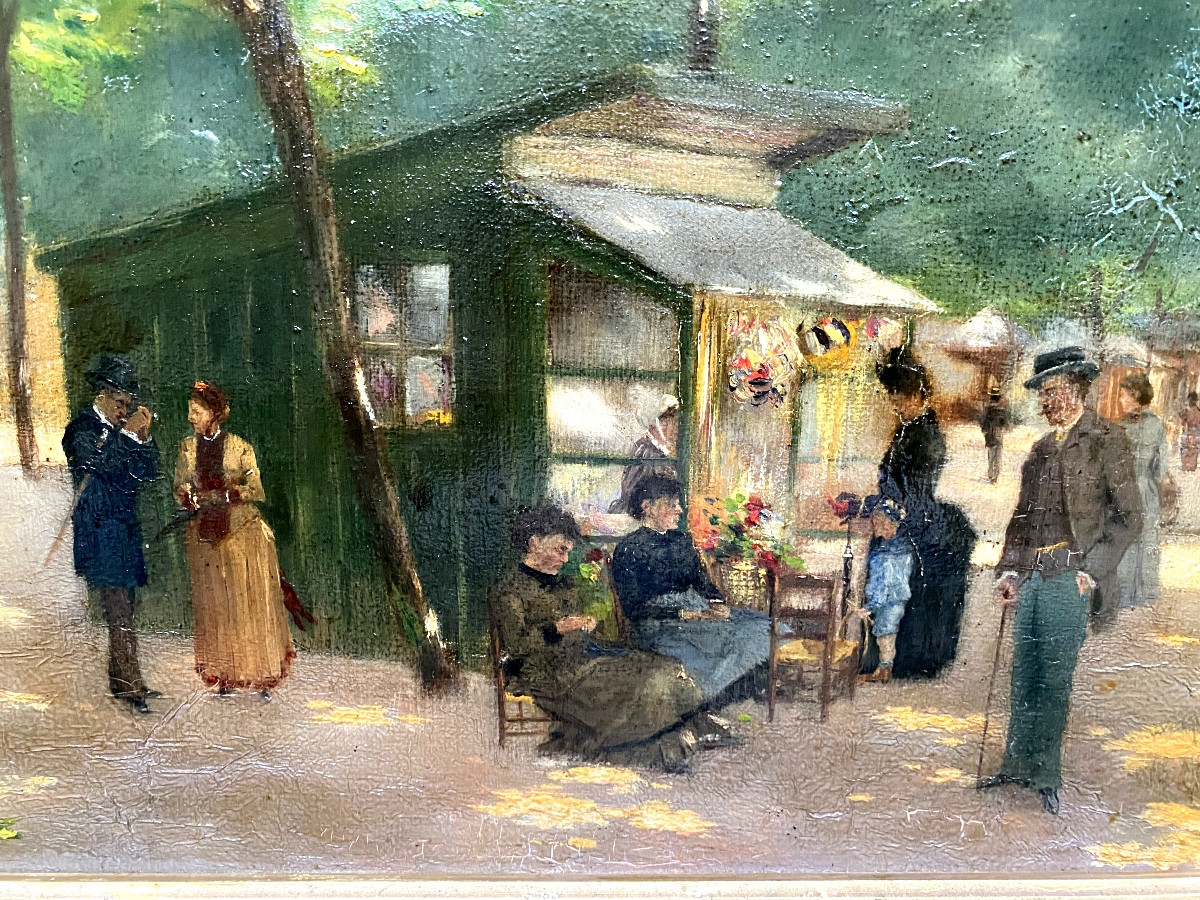 Strolling In The Observatory Park In Toulouse, Oil On Canvas Framed 19th Century-photo-4