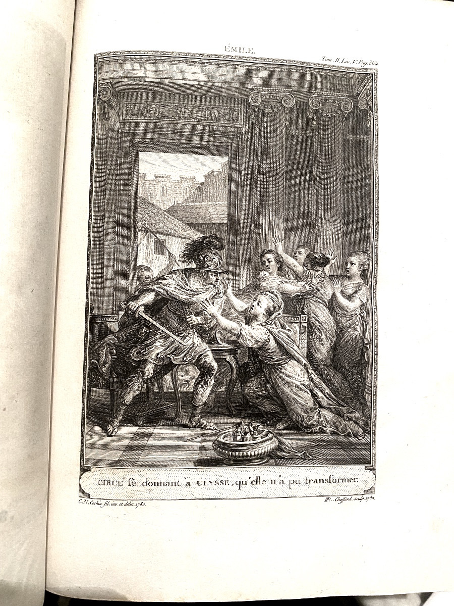  Rare état Neuf :11 Volumes In 4:  En Veau Blond Oeuvres De J.J.Rousseau . Genève 1772, Illust.-photo-5