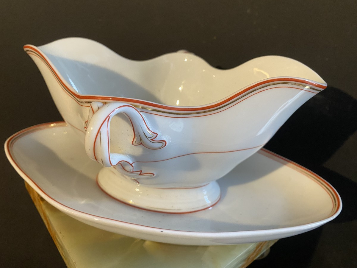 Set Of Five Fine Paris Porcelain Pieces From The Louis Philippe Period With Fillets-photo-1