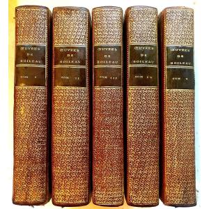 Oeuvres De  Nicolas Boileau Despréaux 5 Vol. In8 Reliure En Veau Blond Dos à La Grotesque  1772
