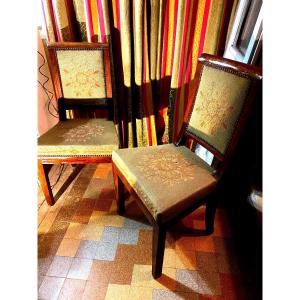  Beautiful Pair Of Beautiful Walnut Chairs, Th. Directory, Period Tapestry Au Petits Points 