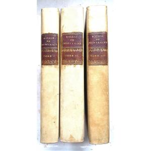  3 Fine Volumes In 8 White Velin Spine "essays By Michel De Montaigne. In Paris 1783, Jf Bastien
