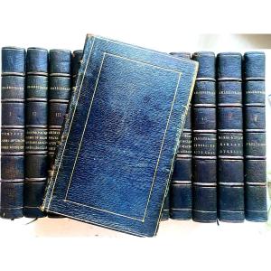 Exceptional 18th Century Set Tonson London 1760 In 12 Vol; Blue Morocco With 2 Sup