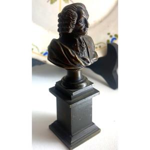 Beautiful Finely Chiseled And Patinated Bronze Bust From The 18th Century Representing Young Voltaire