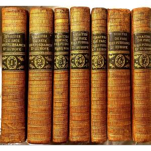 7 Vol. In 8 , Full Orange Morocco 1791 Collection Of The Principal Treaties Of Peace Alliance....