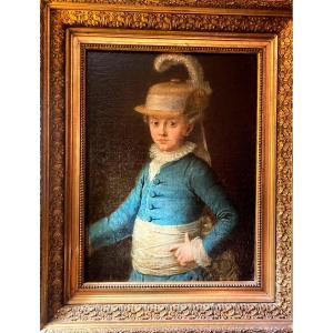 Portrait Of Antoine d'Orléans At 7 Years Old In 1782, Duke Of Montpensier Prince Of The Blood, French School