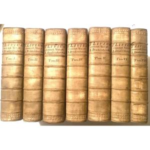 7 Vol;  Velin Frappé De l'Histoire De Tite-live , 1738 Lyon & Amsterdam Bibliothèque d'Argenson