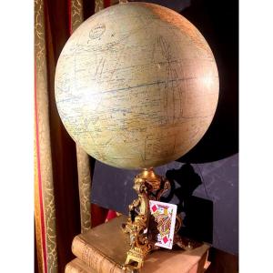  Beautiful & Important Terrestrial Globe Maison G. Thomas Baroque Gilt Bronze Base, Napoleon III.