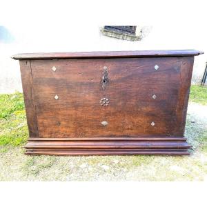 17th Century Walnut Corridor Chest From A Chateau Near Pau Of Small Size Lockable