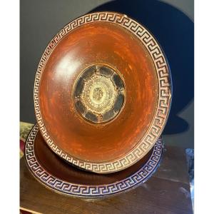 Pair Of 19th Century English Terracotta Piedouche Bowls In Imitation Of Ancient Greek Style