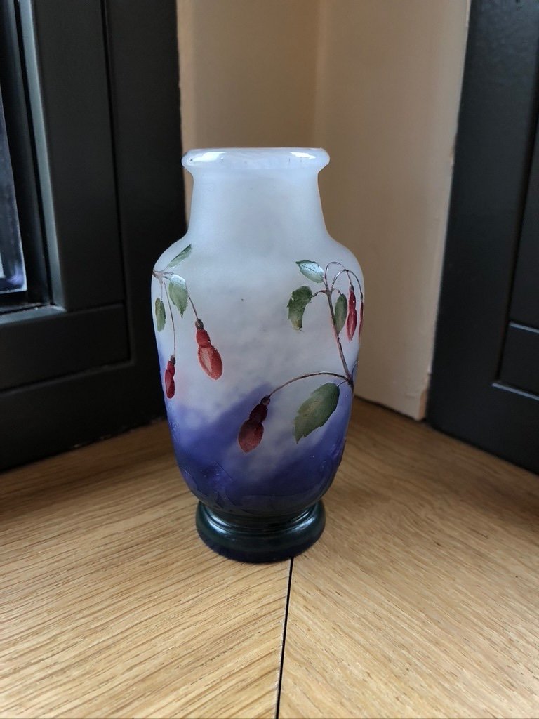 Elegant Daum Vase With Fuchsias-photo-4