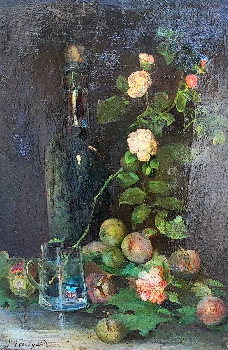  JULIE DELANCE FEURGARD - Nature morte aux prunes et roses