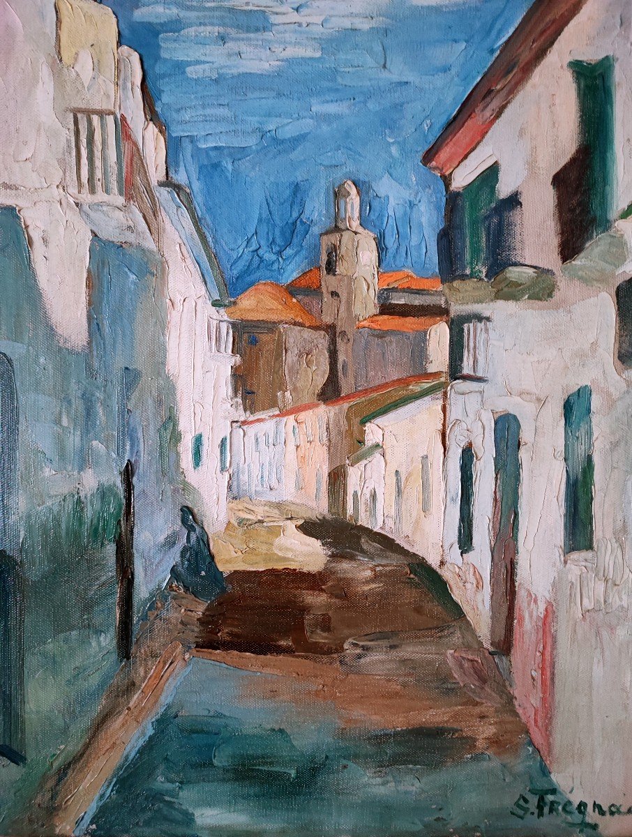 Solange Fregnac - Hst Representing A Provençal Village 