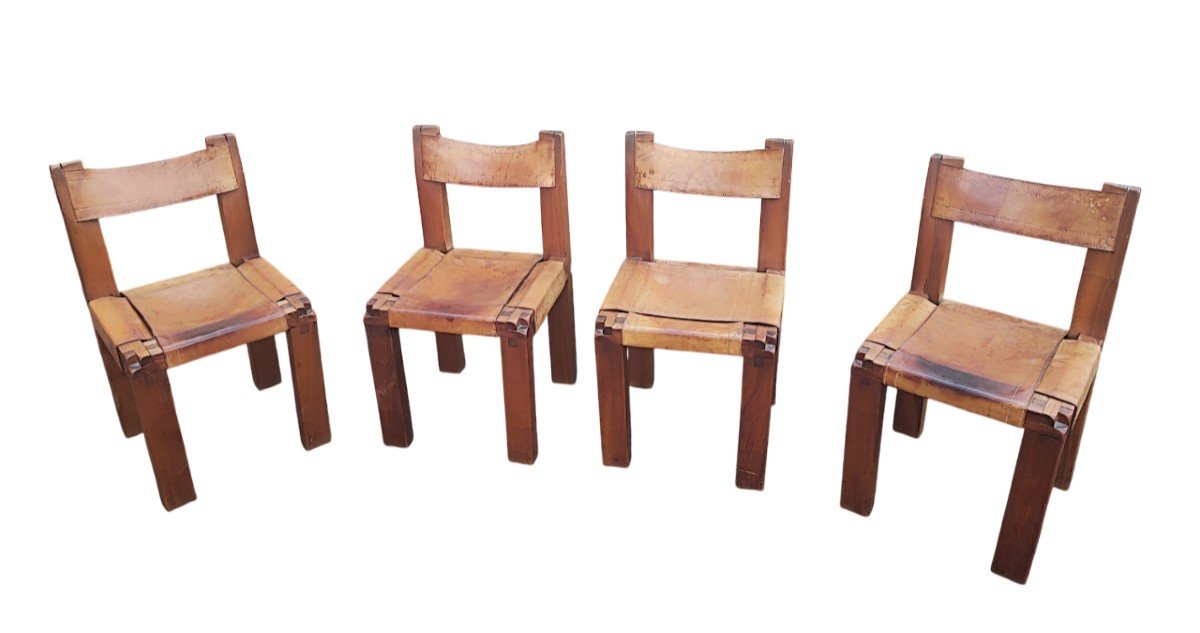 Pierre Chapo - Lot De 4 Chaises Modèle S11