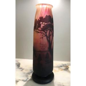 Pretty Daum Vase With Mediterranean Landscape Decor 