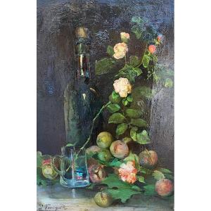  JULIE DELANCE FEURGARD - Nature morte aux prunes et roses