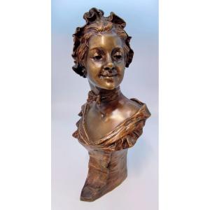 Georges Van Der Straeten - Bronze "marinette" The Young Woman With The Bow Tie  