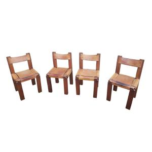 Pierre Chapo - Lot De 4 Chaises Modèle S11