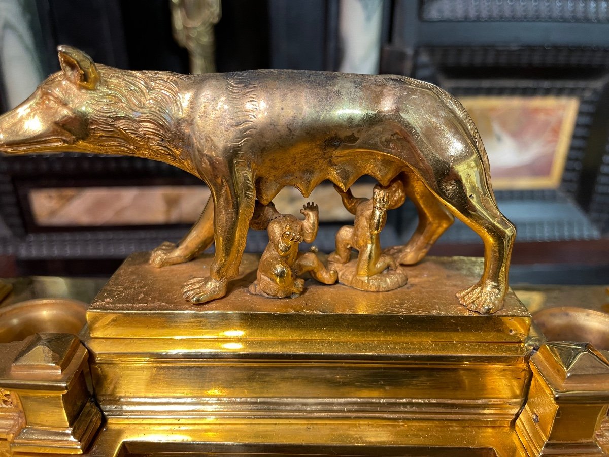 Inkwell In Gilded Bronze Representing The Altar Of The Fatherland Of The 20th Century-photo-6