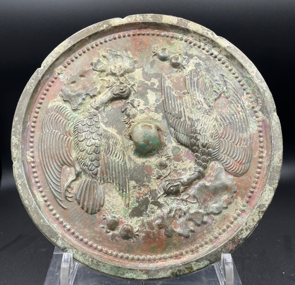 Miroir En Bronze Aux Phénix Chine Tang VIIIe Siècle