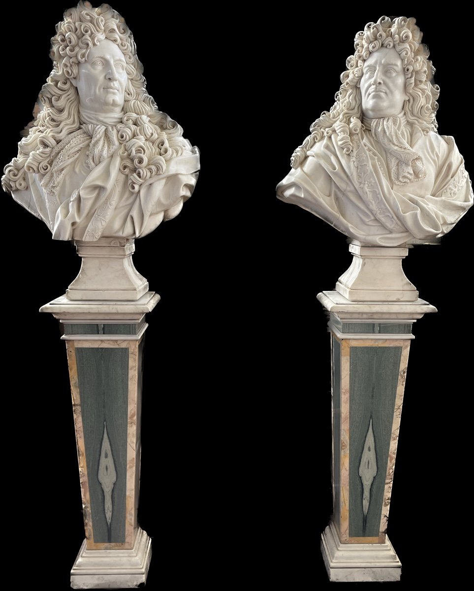 Pair Of Large 20th Century Marble Busts