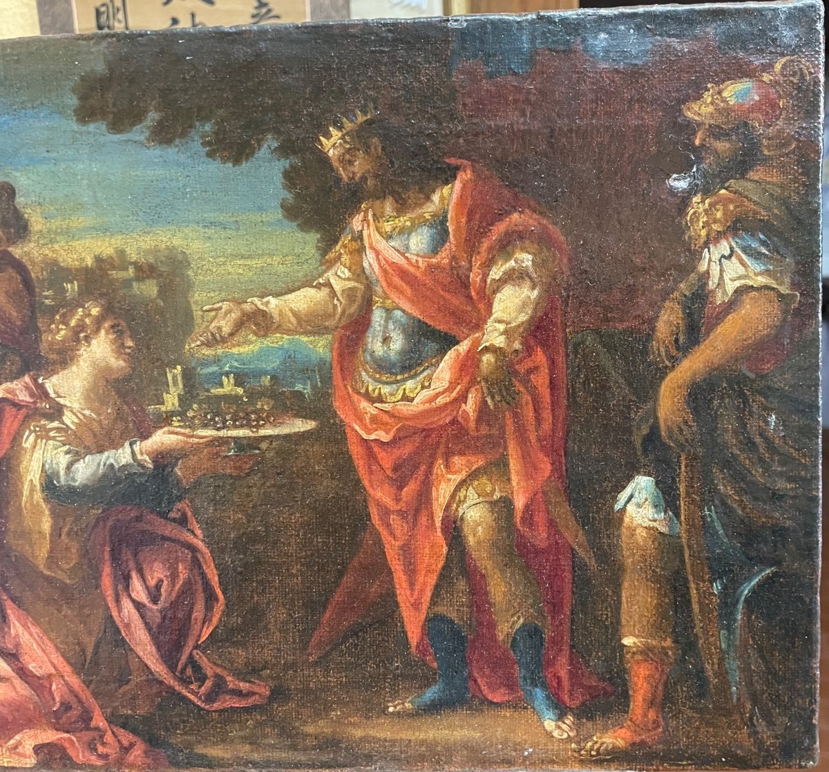 Huile Sur Toile Salomon Et La Reine De Saba XVIe Siècle-photo-3