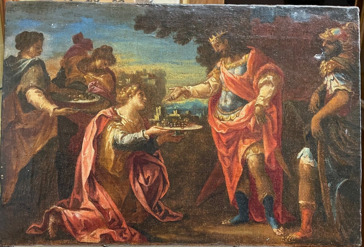 Huile Sur Toile Salomon Et La Reine De Saba XVIe Siècle