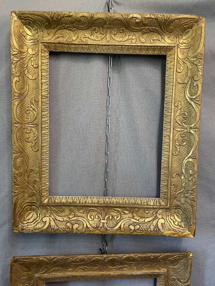 Pair Of Carved And Gilded Frames From The 19th Century-photo-2