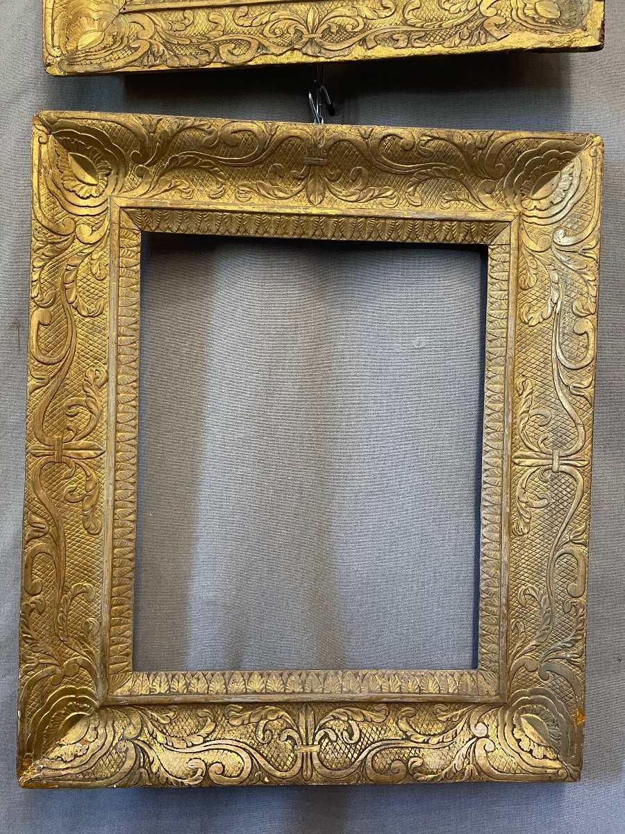 Pair Of Carved And Gilded Frames From The 19th Century-photo-2