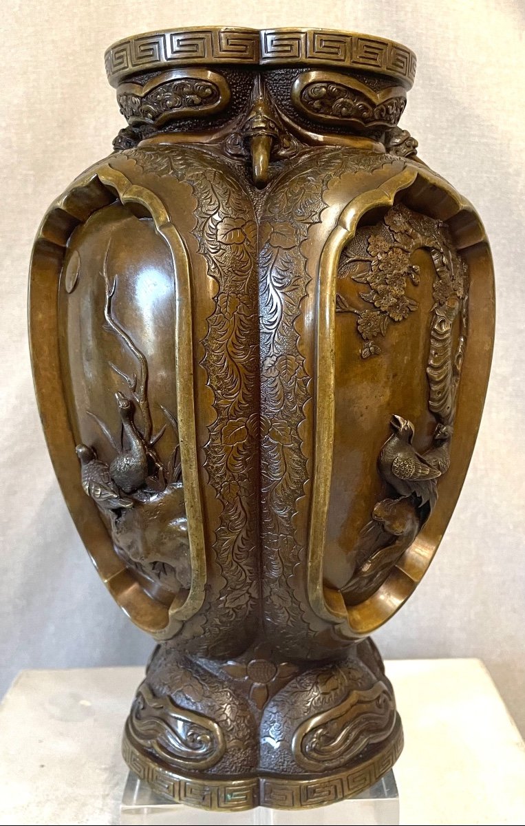 Vase En Bronze Japon  Du Meiji 19ème Siècle-photo-2