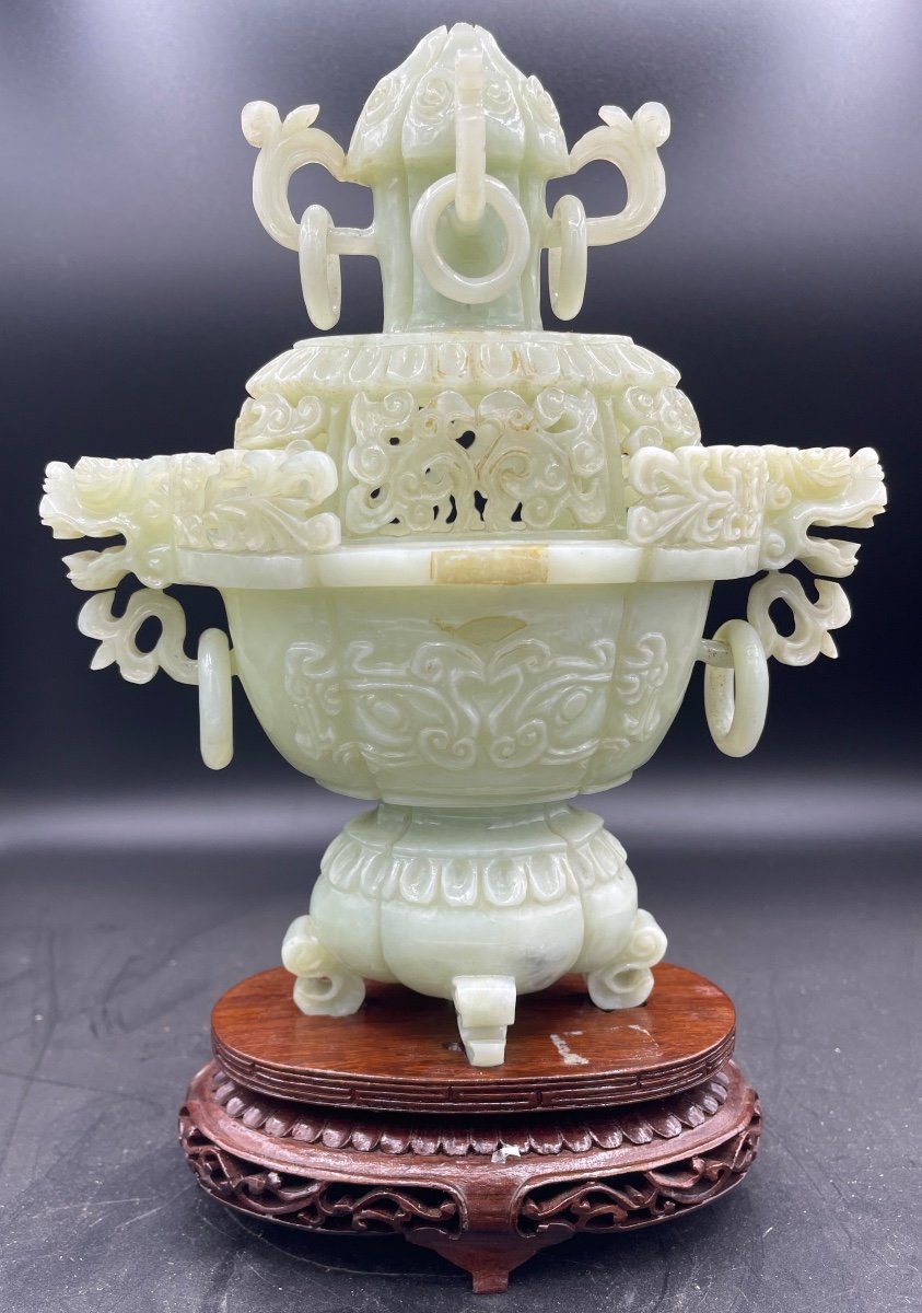 Celadon Jade Censer China 20th Century