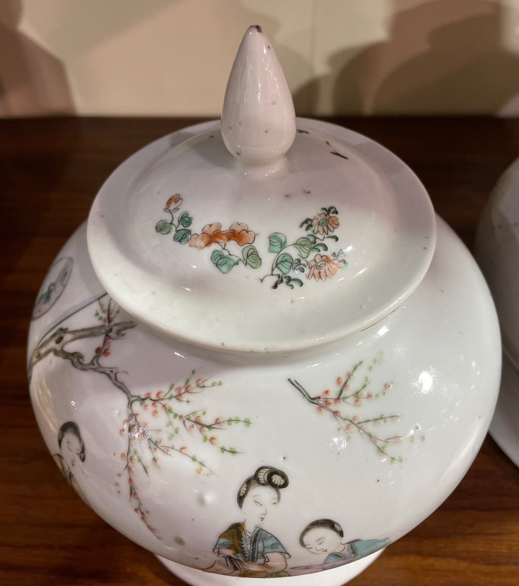 Paire De Potiches En Porcelaine Du 19ème Siècle Chine-photo-1