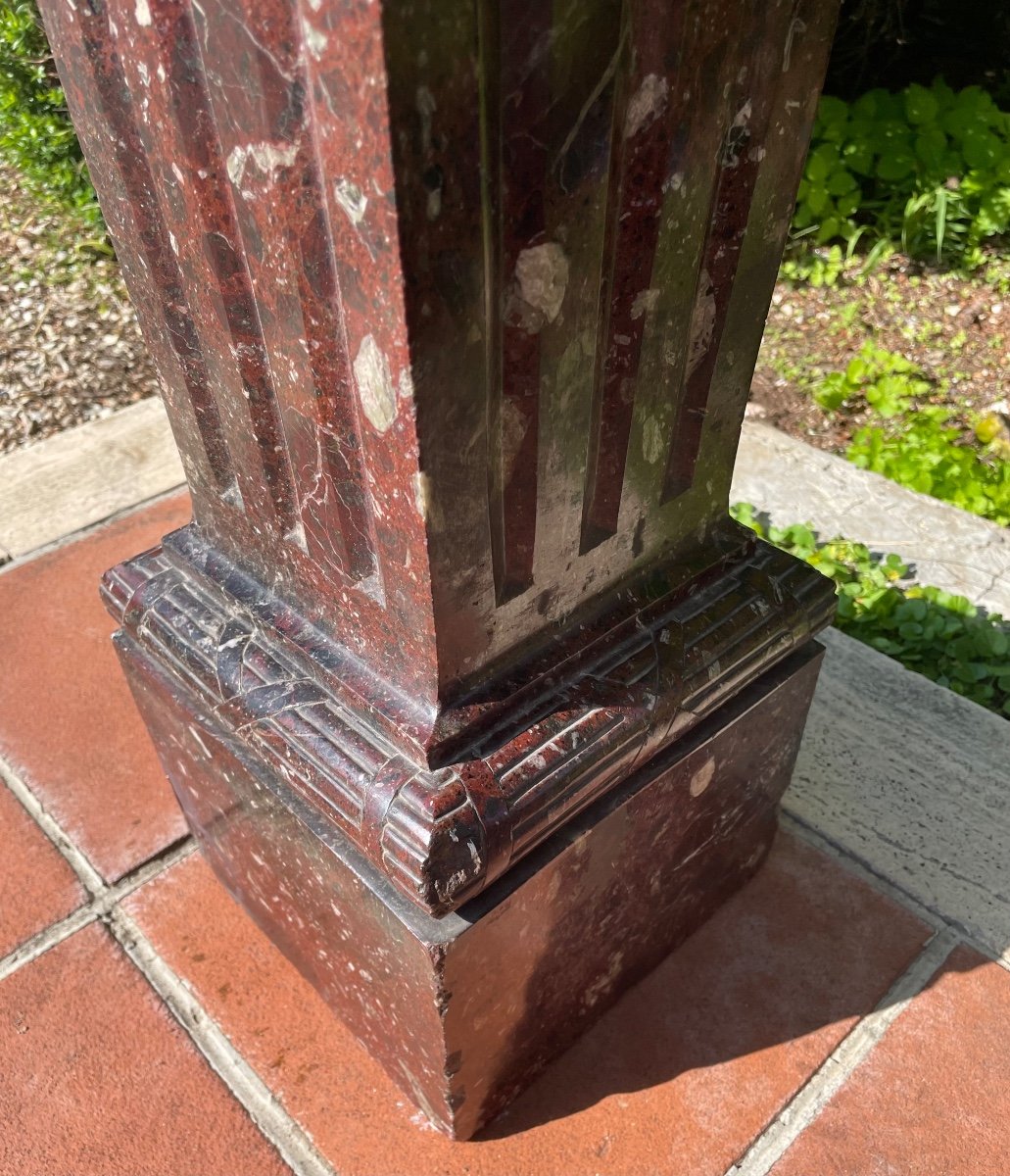 Pair Of Columns Holding Busts Or Sculptures In 19th Century Marble-photo-5