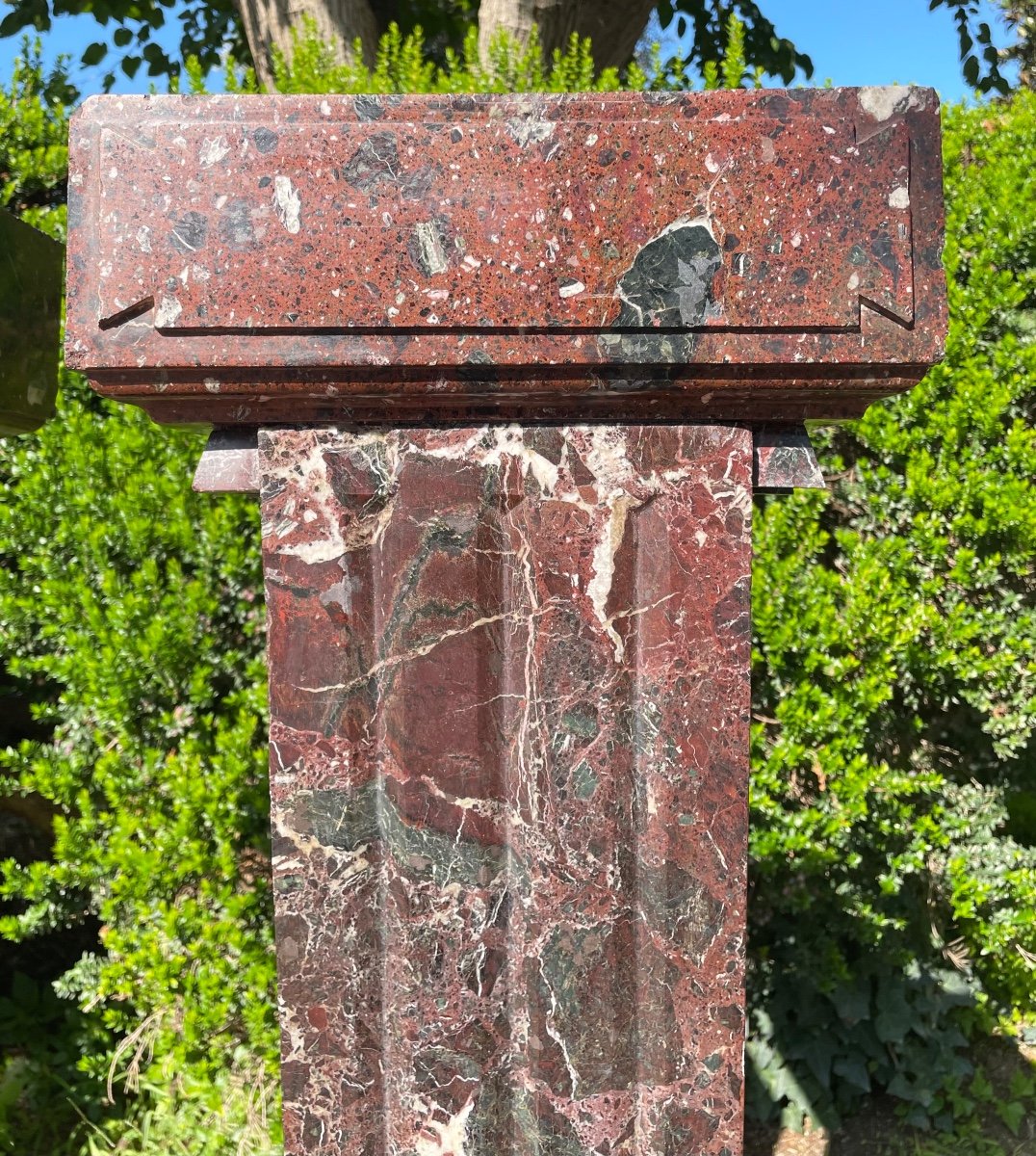 Pair Of Columns Holding Busts Or Sculptures In 19th Century Marble-photo-6