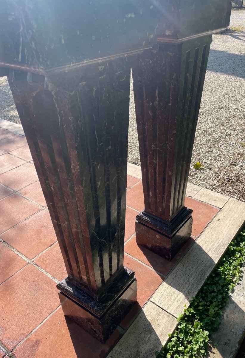 Pair Of Columns Holding Busts Or Sculptures In 19th Century Marble-photo-8