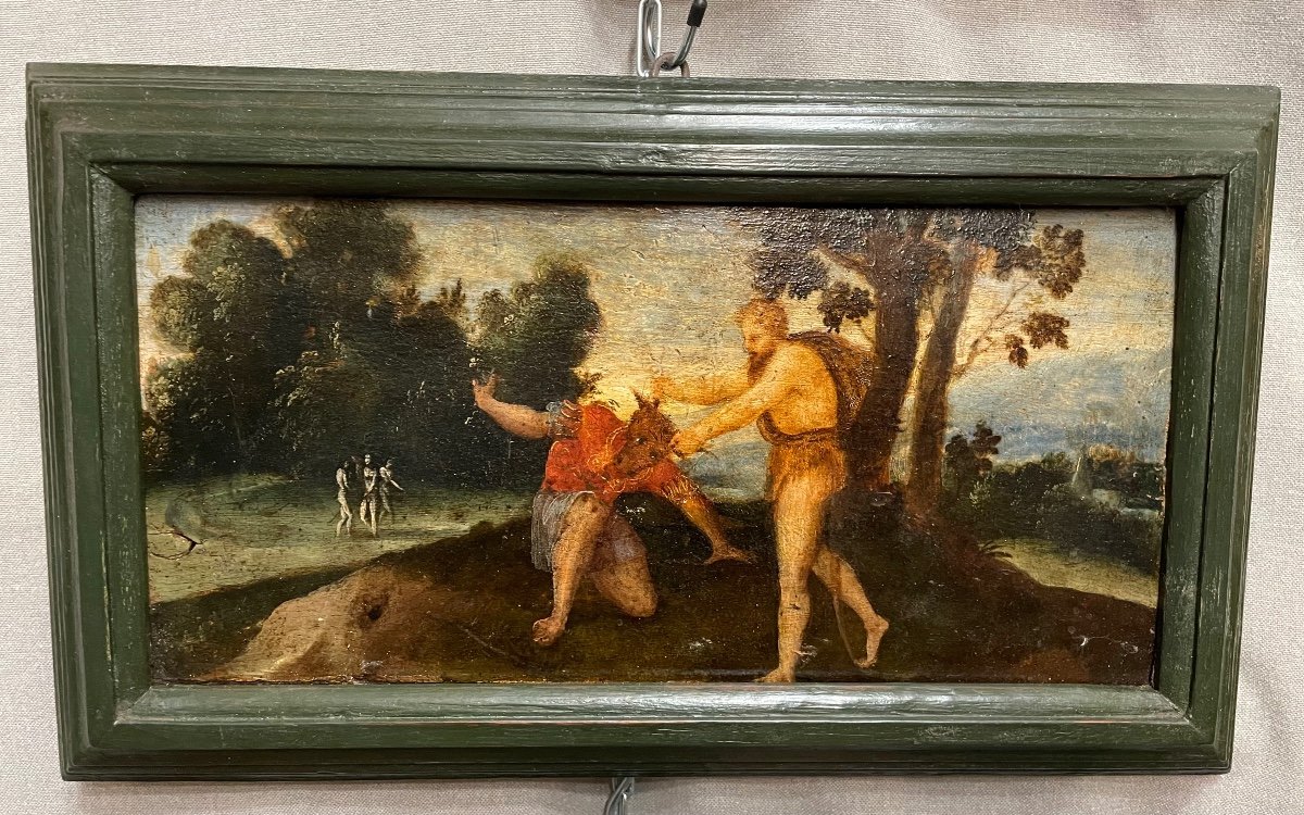 Oil Paintings On Wood Depicting Scenes From The Exploits Of Hercules, 18th Century-photo-3