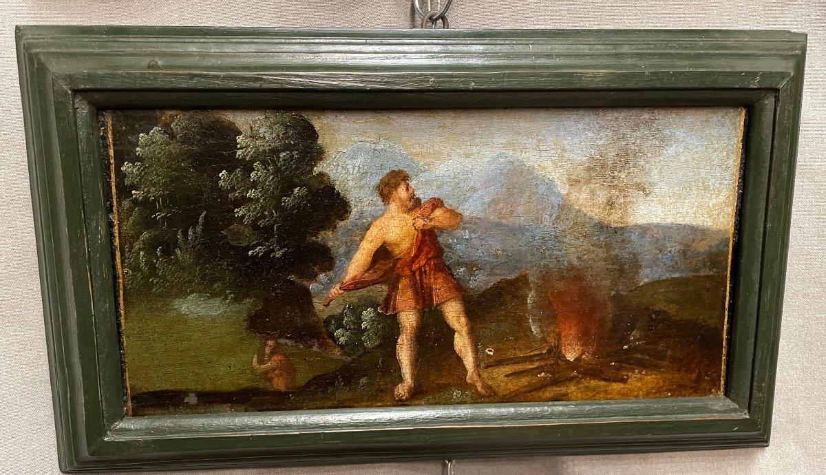 Oil Paintings On Wood Depicting Scenes From The Exploits Of Hercules, 18th Century-photo-1