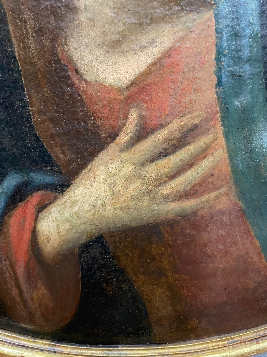 Oil On Canvas Madonna Of Sorrows 19th Century-photo-4