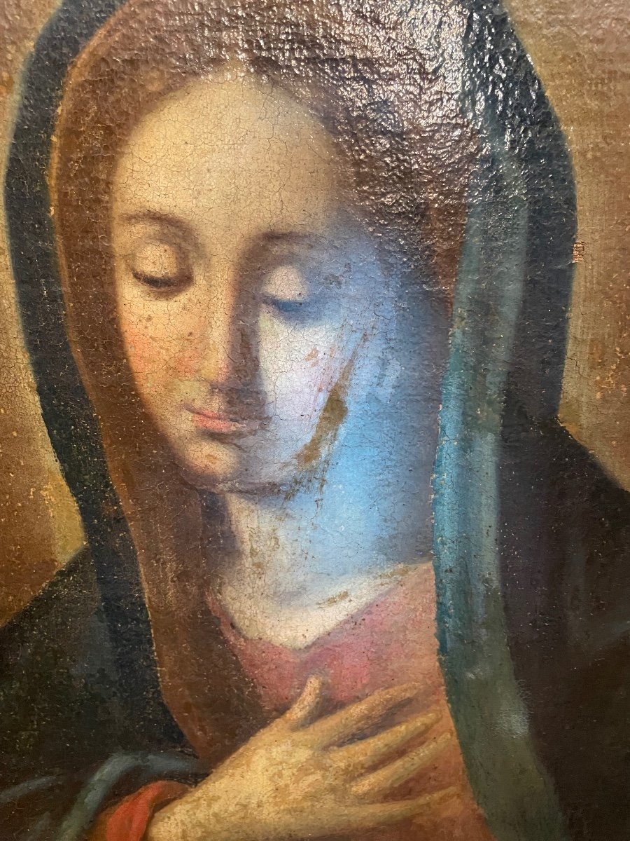 Oil On Canvas Madonna Of Sorrows 19th Century-photo-2