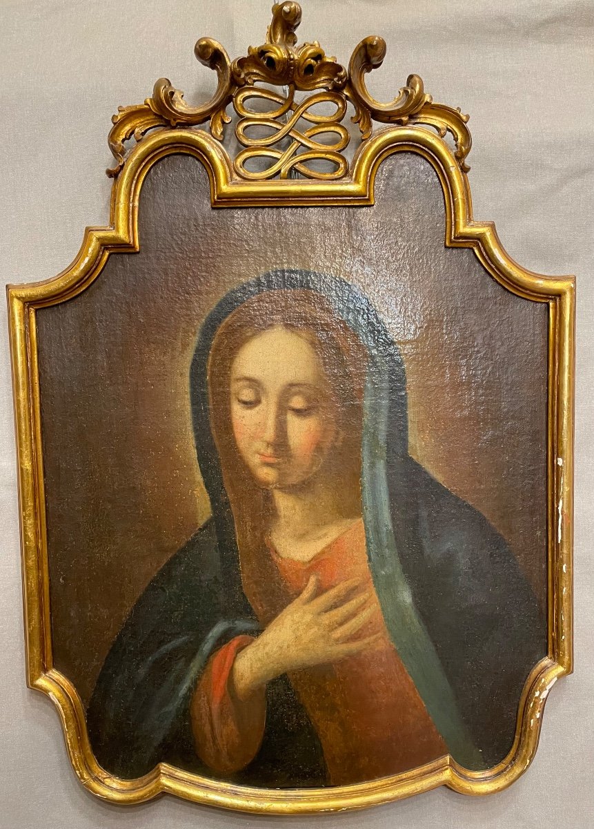 Oil On Canvas Madonna Of Sorrows 19th Century